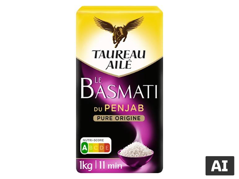 Paquet de riz basmati de 1 kg avec un temps de cuisson de 11 minutes. [image générée par l'IA]