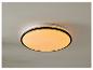 Un luminaire de plafond rond avec un bord noir et une ampoule ronde claire.