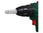 Perceuse électrique verte et rouge avec un foret blanc
