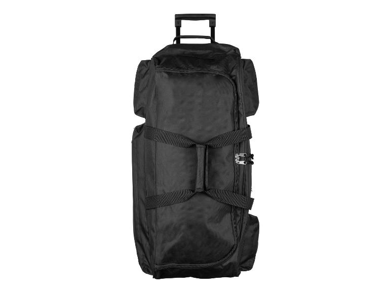 Sac de voyage noir à roulettes avec poignées et fermetures éclair