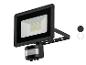 Projecteur LED noir avec détecteur de mouvement, LED visibles.