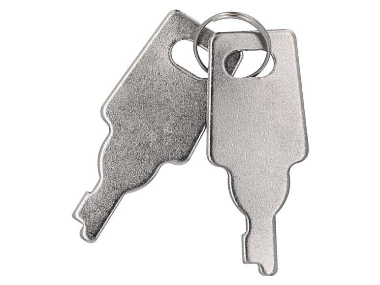 Deux clés métalliques argentées sur un porte-clés