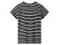T-shirt à manches courtes rayé noir et blanc, vue de dos.