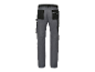 Vue arrière d'un pantalon de travail gris avec des poches noires.