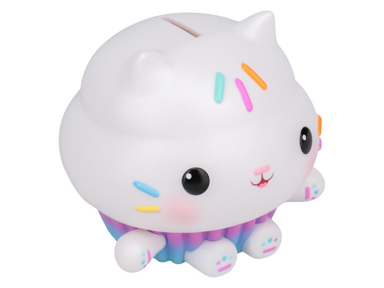 Tirelire chat-cupcake, blanche avec des décorations colorées
