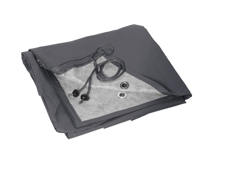Bâche de protection grise avec fermeture éclair, cordon de serrage et œillets métalliques
