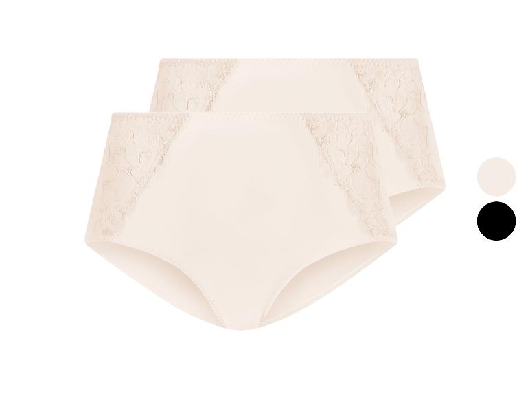 Lot de 2 culottes taille haute en dentelle, couleur beige et noire