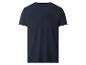 T-shirt bleu foncé à manches courtes, vue de dos
