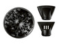 Trois embouts de sèche-cheveux noirs, y compris un diffuseur.