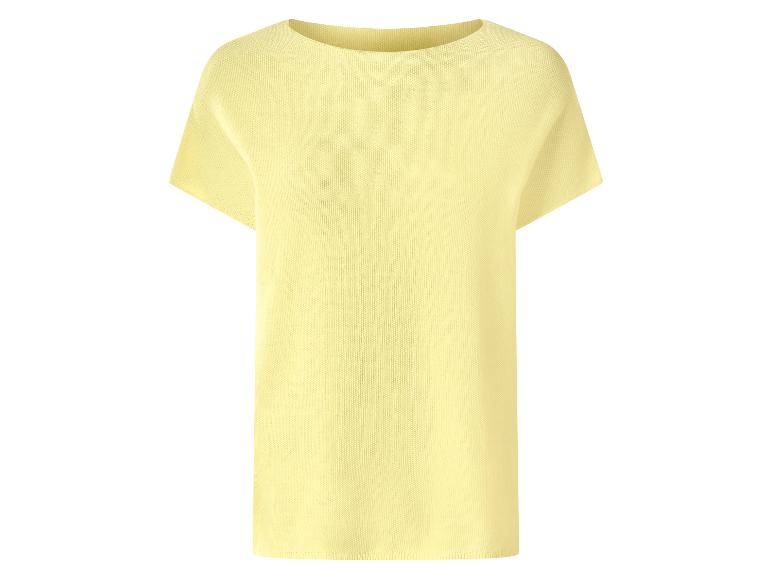 T-shirt tricoté à manches courtes jaune pâle pour femme