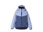 Veste enfant bicolore bleue avec capuche et fermeture éclair.