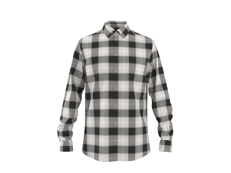 Chemise à carreaux pour homme à manches longues, noire et blanche