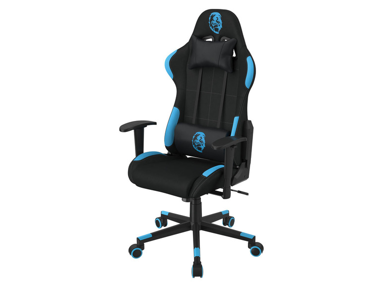 Aller en mode plein écran : LIVARNO home Chaise de gaming au design de course, noir/bleu - Image 2