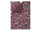 Parure de lit florale rouge foncé avec des fleurs blanches et roses.