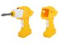 Une perceuse jouet jaune avec tournevis.
