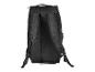 Sac à dos noir avec bretelles réglables et poignée supérieure.