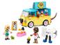Camionnette de toilettage pour animaux de compagnie avec deux figurines, un chien, un chat, une grenouille et des accessoires.