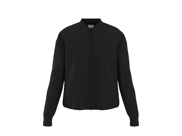 Blouson bomber noir avec fermeture éclair et poches latérales.