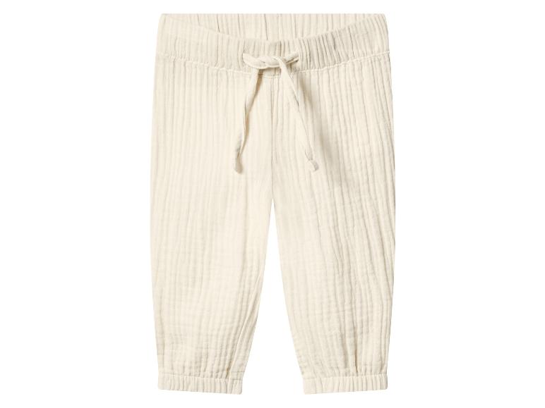 Pantalon en mousseline crème avec cordon de serrage à la taille