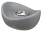 Un pot ovale gris avec un insert métallique rond.
