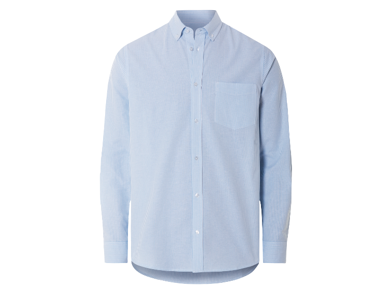 Chemise à rayures bleues à manches longues pour homme.
