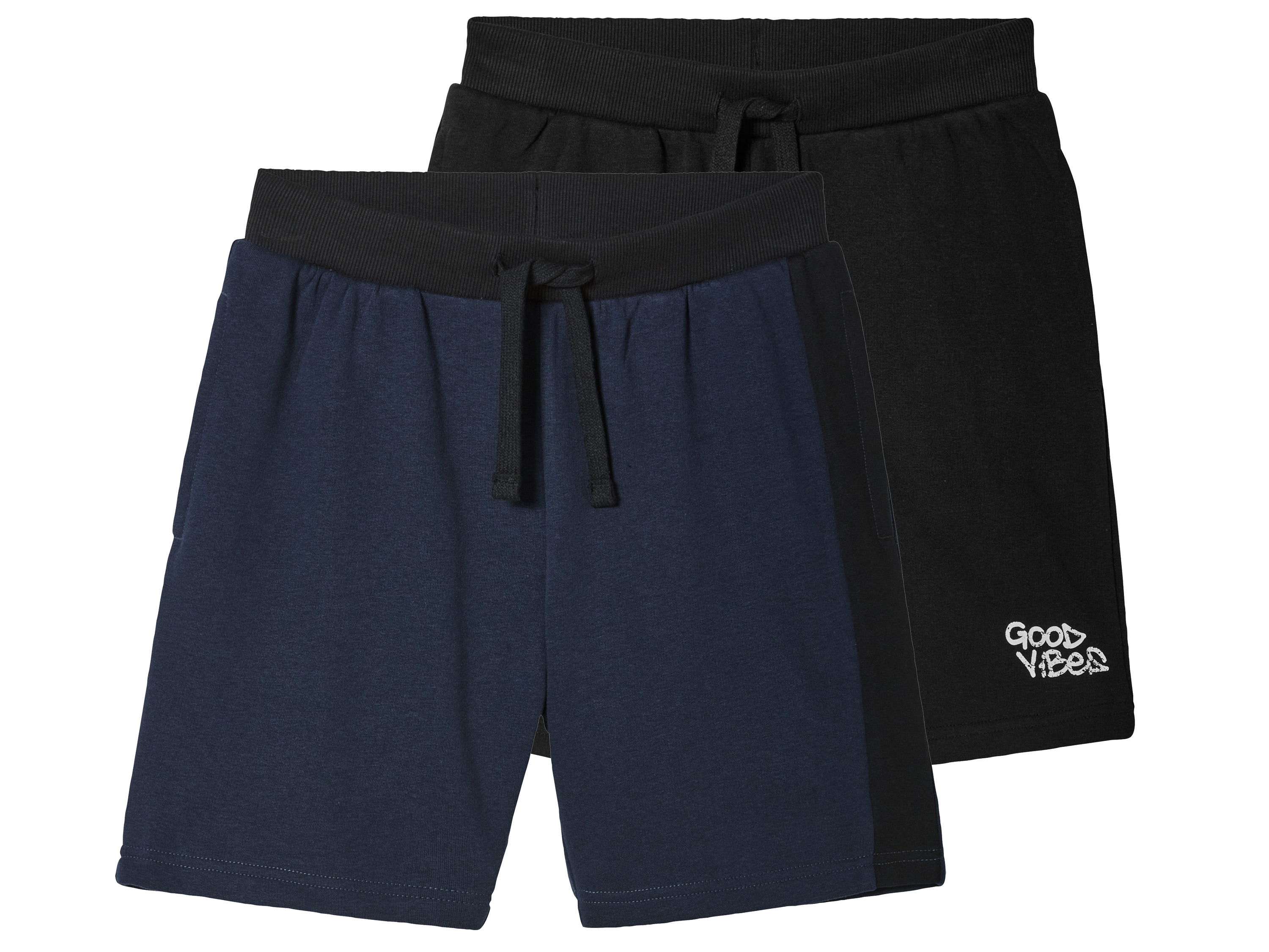 pepperts!® Lot de 2 shorts molletonnés enfant (8-10 ans, noir/bleu marine)