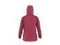 Vue arrière d'une veste matelassée pour femme rose foncé avec manches et capuche tricotées.