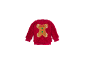 Pull en polaire rouge pour enfant avec motif bonhomme de pain d'épices.