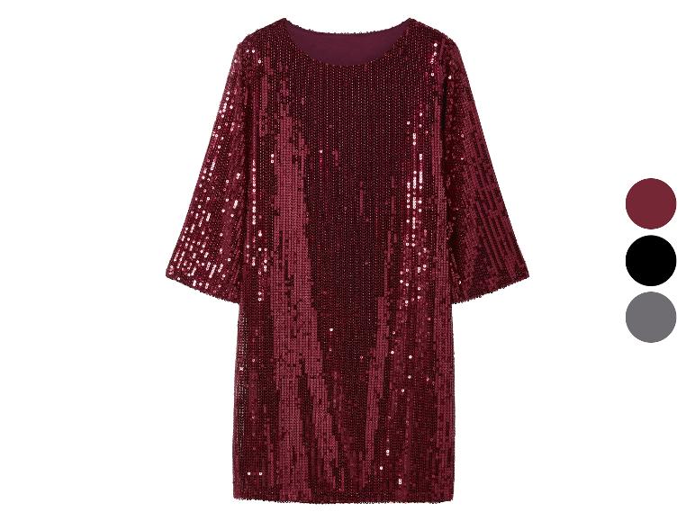Robe à sequins bordeaux avec manches trois-quarts et encolure ronde