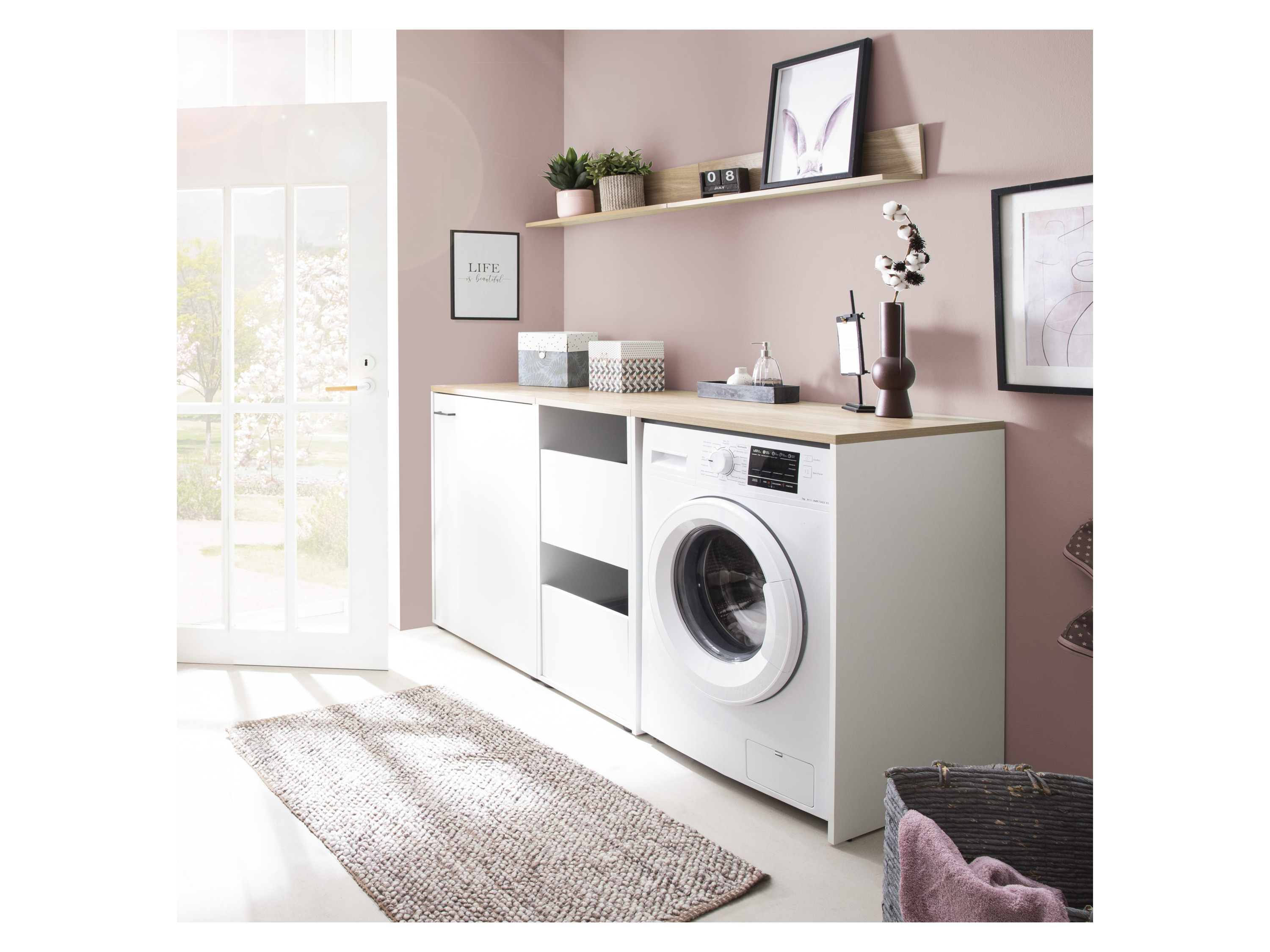SCHILDMEYER Meuble pour machine à laver, Solea (lot de 2, blanc mat)