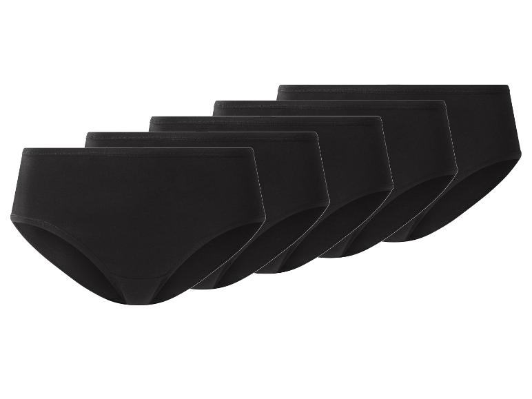 Cinq culottes noires pour femmes, disposées en diagonale sur fond blanc.