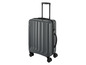 Une valise grise avec des roulettes et une poignée extensible.