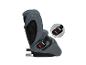 Siège auto enfant gris avec ceinture de sécurité et connecteurs ISOFIX.