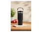 Thermos Silvercrest noir sur une surface en bois.