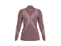 Vue arrière d'un haut de sport à manches longues mauve avec motif texturé et rayures.