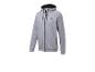 Sweat-shirt à capuche zippé gris.