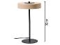 Lampe de table beige avec pied et base noirs, de 32 cm de haut.