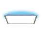 Plafonnier LED rectangulaire avec cadre blanc et rétroéclairage bleu