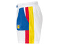 Short de bain blanc avec des accents bleus et jaunes et le logo Lidl.