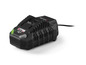 Un chargeur de batterie noir Parkside avec un cordon.