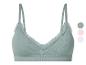 Soutien-gorge bralette doux en dentelle vert menthe, également disponible en rose et blanc.