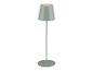 Lampe sur pied design, couleur vert-gris clair.