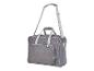 Sac à bandoulière gris avec poignées et une poche extérieure.