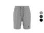 Shorts gris pour hommes avec cordon de serrage et logo, disponibles en trois couleurs.