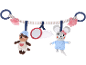 Jouet suspendu pour bébé avec loutre, miroir et souris en peluche.