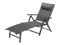 Chaise longue et fauteuil de jardin gris anthracite, pliables.