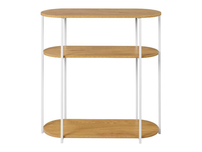 Étagère en bois à trois niveaux avec cadre en métal blanc