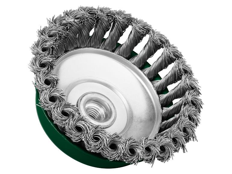 Disque à brosser métallique pour outil rotatif.