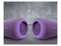 Deux enceintes Bluetooth portables violettes.