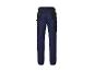 Pantalon de travail bleu foncé avec des poches noires.